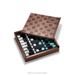 Tiffany Amazonite and Wood Chess and Checkers Set Unisex 0J0F2659 Home Decor