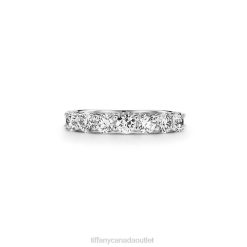 Tiffany Band Ring Unisex 0J0F1868 Jewelry in Platinum with a Half-circle of Diamonds, 3.5 mm
