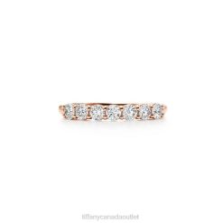 Tiffany Band Ring Unisex 0J0F1917 Jewelry in Rose Gold with a Half-circle of Diamonds, 3 mm Wide