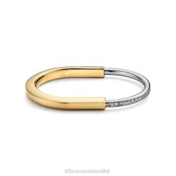 Tiffany Bangle Unisex 0J0F977 Jewelry in Yellow and White Gold with Half Pave Diamonds