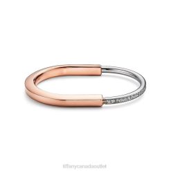 Tiffany Bangle Unisex 0J0F980 Jewelry in Rose and White Gold with Half Pave Diamonds