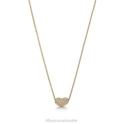 Tiffany Bean design Pendant Unisex 0J0F214 Jewelry in Yellow Gold with Pave Diamonds, 12 mm