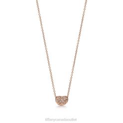 Tiffany Bean design Pendant Unisex 0J0F225 Jewelry in Rose Gold with Pave Diamonds, 6.5 mm