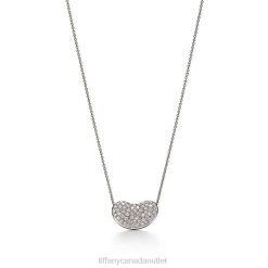 Tiffany Bean design Pendant Unisex 0J0F243 Jewelry in Platinum with Pave Diamonds, 18 mm