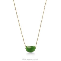 Tiffany Bean design Pendant Unisex 0J0F94 Jewelry in Yellow Gold with Green Jade, 18 mm