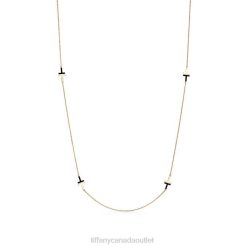 Tiffany Black Onyx Station Necklace Unisex 0J0F437 Jewelry in 18k Gold, 34"