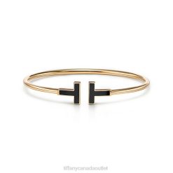 Tiffany Black Onyx Wire Bracelet Unisex 0J0F1437 Jewelry in 18k Gold