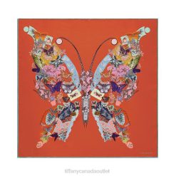 Tiffany Butterfly Square Scarf Unisex 0J0F2477 Accessories in Carnelian Orange Silk