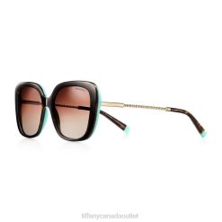 Tiffany Butterfly Sunglasses Unisex 0J0F2587 Accessories in Tortoise and Tiffany Blue Acetate with Pale Gold-colored Metal