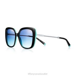 Tiffany Butterfly Sunglasses Unisex 0J0F2588 Accessories in Black and Tiffany Blue Acetate with Silver-colored Metal