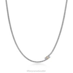Tiffany Bypass Necklace Unisex 0J0F254 Jewelry in Platinum and Yellow Gold with Diamonds
