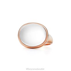 Tiffany Cabochon Ring Unisex 0J0F1713 Jewelry in Rose Gold with Rock Crystal, Mini