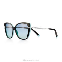 Tiffany Cat Eye Sunglasses Unisex 0J0F2560 Accessories in Black Acetate with Gradient Blue Lenses