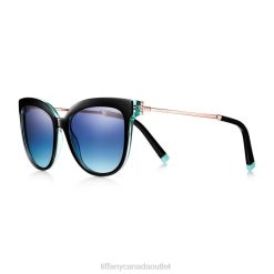 Tiffany Cat Eye Sunglasses Unisex 0J0F2580 Accessories in Black and Tiffany Blue Acetate and Rose Gold-colored Metal