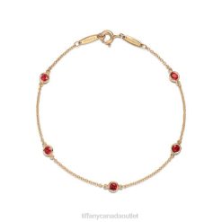 Tiffany Color by the Yard Bracelet Unisex 0J0F1063 Jewelry in Yellow Gold with Rubies