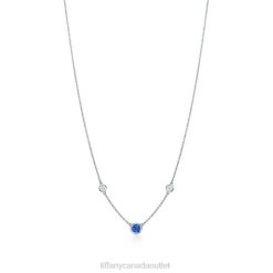 Tiffany Color by the Yard Necklace Unisex 0J0F256 Jewelry in Platinum with a Sapphire and Diamonds