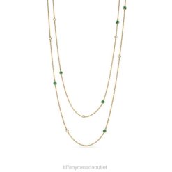 Tiffany Color by the Yard Sprinkle Necklace Unisex 0J0F258 Jewelry in Gold with Emeralds and Diamonds