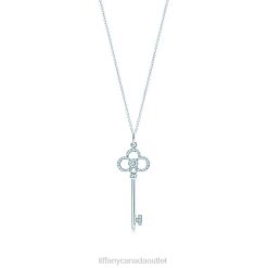 Tiffany Crown Key Unisex 0J0F347 Jewelry in White Gold with Diamonds, 1.5"