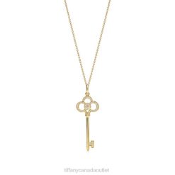 Tiffany Crown Key Unisex 0J0F422 Jewelry in Yellow Gold with Diamonds, 1.5"