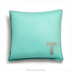 Tiffany Cushion Unisex 0J0F2268 Home Decor in Tiffany Blue and Camel Brown Cashmere and Wool