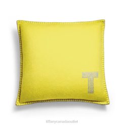Tiffany Cushion Unisex 0J0F2272 Home Decor in Citrine Yellow and Gray Cashmere and Wool
