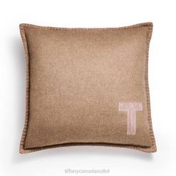 Tiffany Cushion Unisex 0J0F2274 Home Decor in Beige and Morganite Pink Cashmere and Wool