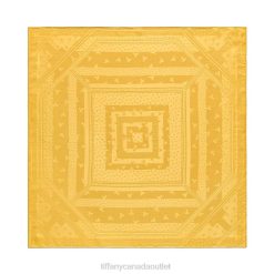 Tiffany Dancing T Square Scarf Unisex 0J0F2475 Accessories in Citrine Yellow Jacquard Silk