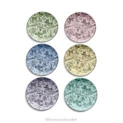 Tiffany Dessert Plates Unisex 0J0F2071 Home Decor in Bone China, Set of Six