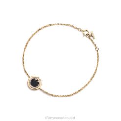 Tiffany Diamond and Black Onyx Circle Bracelet Unisex 0J0F1426 Jewelry in 18k Gold