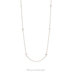 Tiffany Diamond and Mother-of-pearl Station Necklace Unisex 0J0F400 Jewelry in 18k Rose Gold, 34"