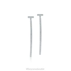 Tiffany Diamond Bar Earrings Unisex 0J0F847 Jewelry in 18k White Gold