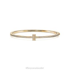 Tiffany Diamond Hinged Wire Bangle Unisex 0J0F1294 Jewelry in 18k Gold