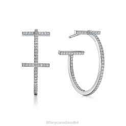 Tiffany Diamond Hoop Earrings Unisex 0J0F777 Jewelry in 18k White Gold
