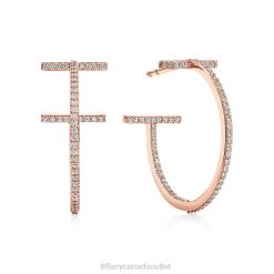 Tiffany Diamond Hoop Earrings Unisex 0J0F846 Jewelry in 18k Rose Gold