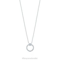 Tiffany Diamond Pendant Unisex 0J0F324 Jewelry in 18k White Gold with a Baguette Diamond