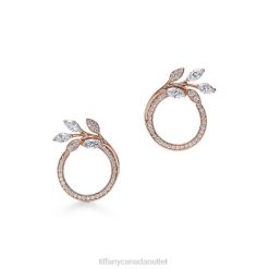 Tiffany Diamond Vine Circle Earrings Unisex 0J0F817 Jewelry in 18k Rose Gold