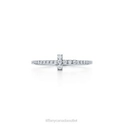 Tiffany Diamond Wire Band Ring Unisex 0J0F1764 Jewelry in 18k White Gold