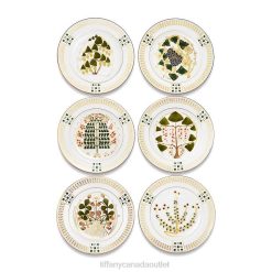 Tiffany Dinner Plates Unisex 0J0F2072 Home Decor in Bone China, Set of Six