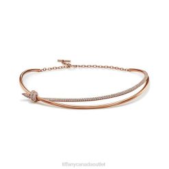 Tiffany Double Row Necklace Unisex 0J0F162 Jewelry in Rose Gold with Diamonds