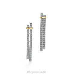 Tiffany Drop Earrings Unisex 0J0F823 Jewelry in Platinum and Yellow Gold with Diamonds