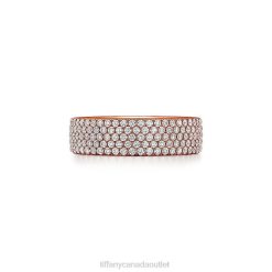 Tiffany Five-row Ring Unisex 0J0F1498 Jewelry in Rose Gold with Diamonds