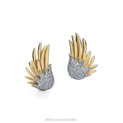 Tiffany Flame Ear Clips Unisex 0J0F863 Jewelry in Yellow Gold and Platinum with Diamonds