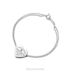 Tiffany Heart Double Chain Bracelet Unisex 0J0F1142 Jewelry in Silver with a Diamond, Small
