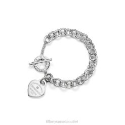 Tiffany Heart Tag Bracelet Unisex 0J0F1007 Jewelry in Silver with a Diamond, Medium