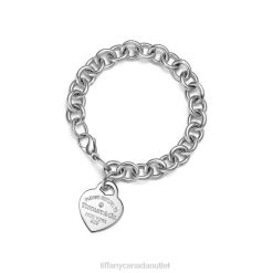 Tiffany Heart Tag Bracelet Unisex 0J0F1319 Jewelry in Sterling Silver with a Diamond, Medium