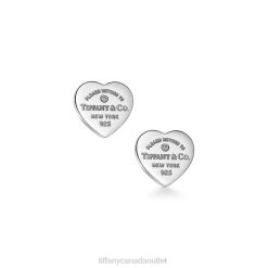 Tiffany Heart Tag Earrings Unisex 0J0F725 Jewelry in Sterling Silver with a Diamond, Mini