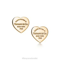 Tiffany Heart Tag Stud Earrings Unisex 0J0F831 Jewelry in Yellow Gold, Mini