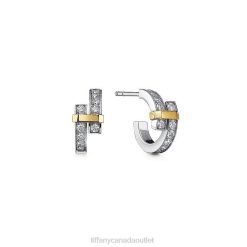 Tiffany Hoop Earrings Unisex 0J0F758 Jewelry in Platinum and Yellow Gold with Diamonds