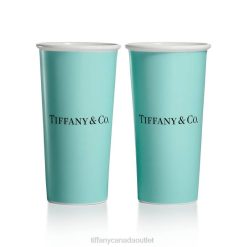 Tiffany Large Coffee Cups Unisex 0J0F2067 Home Decor in Bone China, Set of Two
