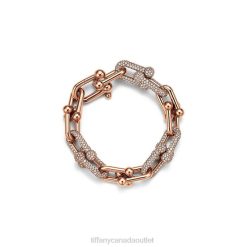 Tiffany Link Bracelet Unisex 0J0F1107 Jewelry in Rose Gold with Pave Diamonds